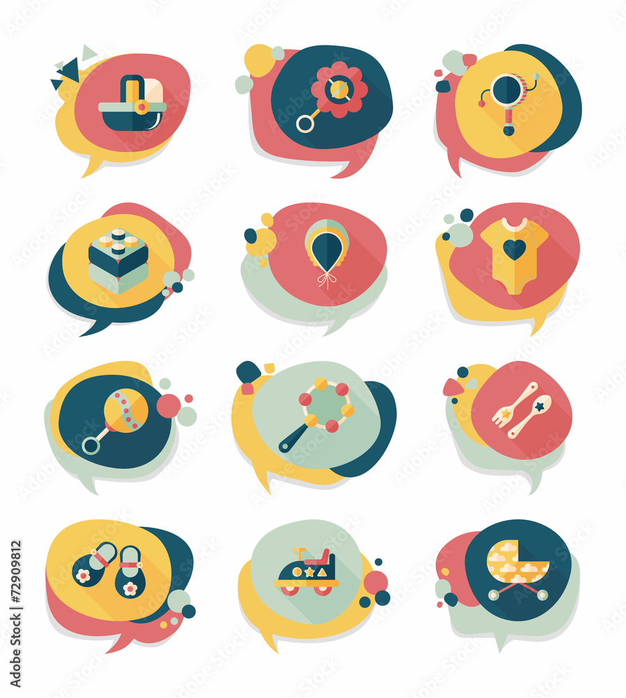 baby bubble speech banner design flat background set, eps10 baby bubble speech banner design flat background set, eps10