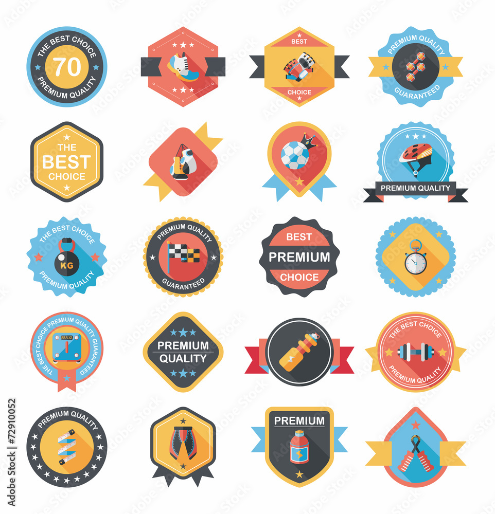 Fototapeta premium Sport badge flat banner design background set, eps10