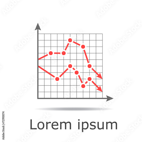 Drop chart with two graphs on grid and gradient background