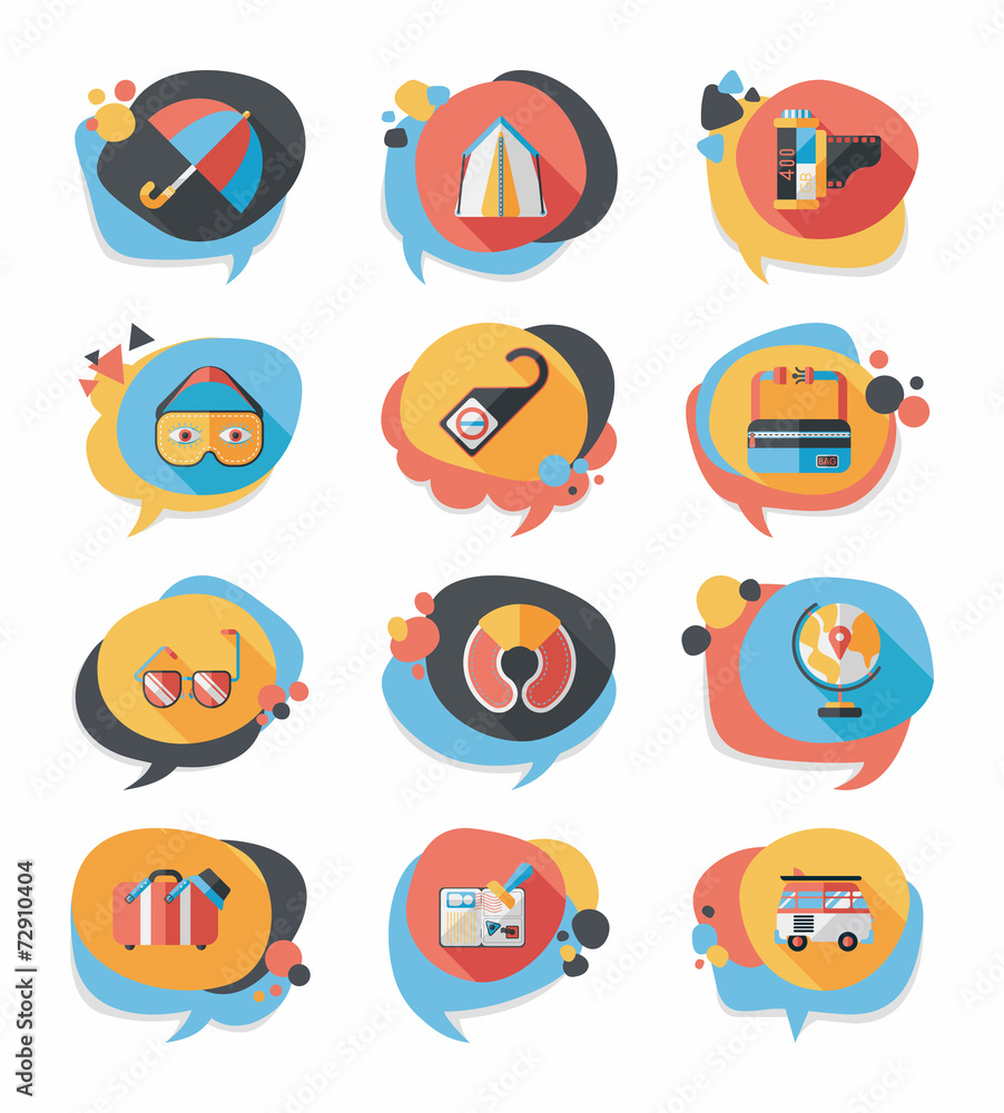 Travel bubble speech banner design flat background set, eps10 Travel bubble speech banner design flat background set, eps10