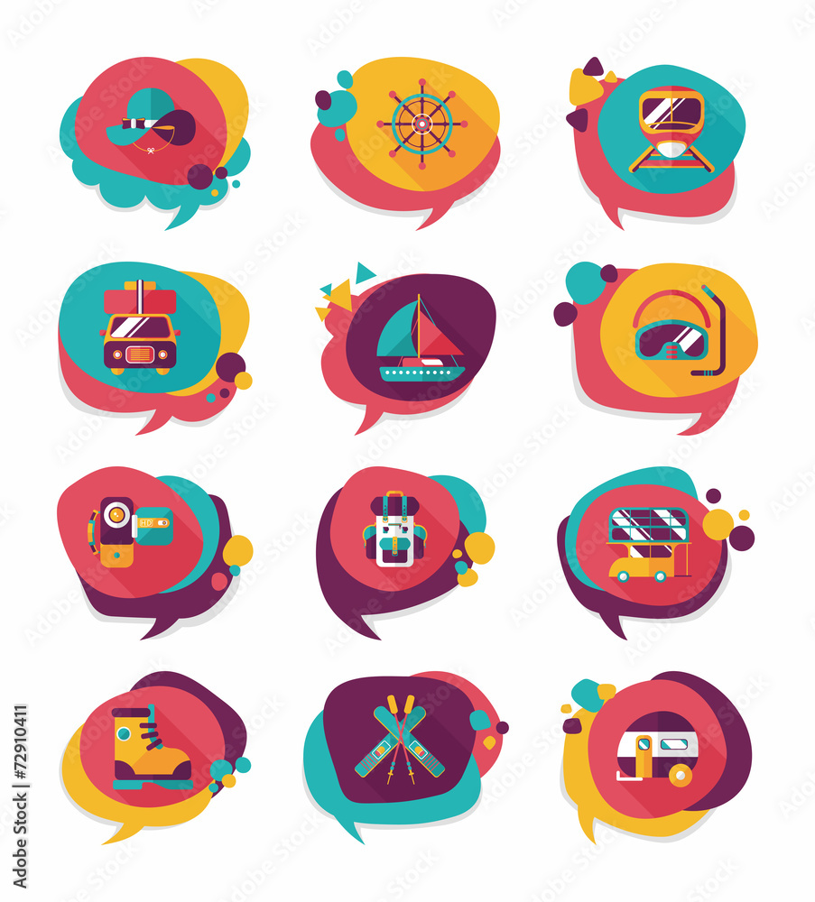 Travel bubble speech banner design flat background set, eps10 Travel bubble speech banner design flat background set, eps10