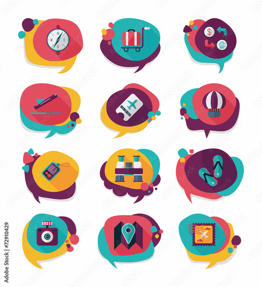Travel bubble speech banner design flat background set, eps10 Travel bubble speech banner design flat background set, eps10