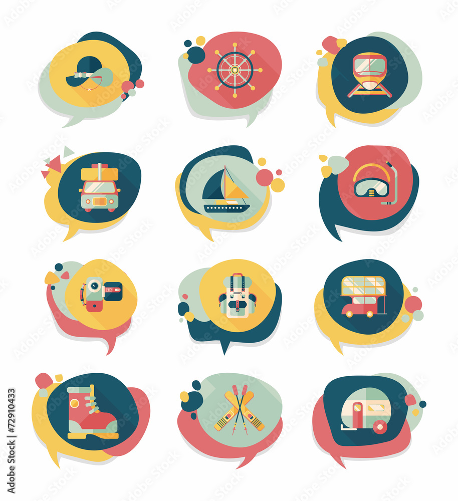 Travel bubble speech banner design flat background set, eps10 Travel bubble speech banner design flat background set, eps10