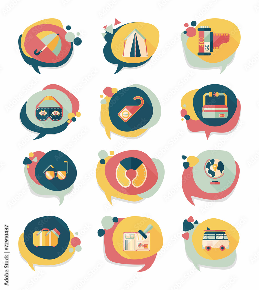 Travel bubble speech banner design flat background set, eps10 Travel bubble speech banner design flat background set, eps10