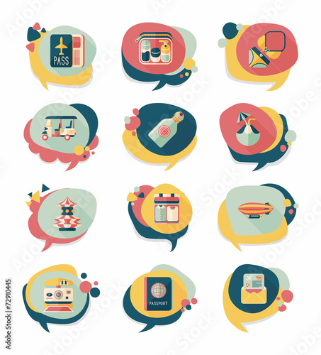 Travel bubble speech banner design flat background set, eps10