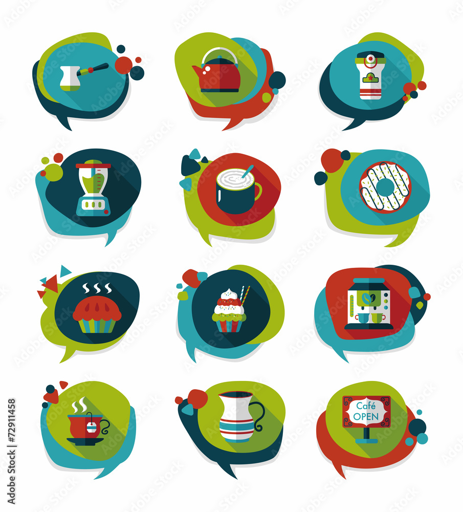 Fototapeta premium Coffee bubble speech flat banner design flat background set, eps