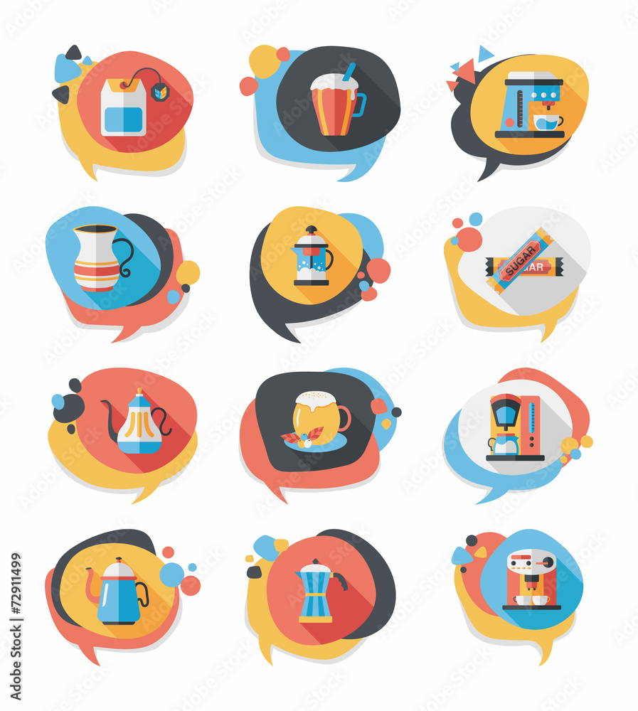 Coffee bubble speech flat banner design flat background set, eps Coffee bubble speech flat banner design flat background set, eps
