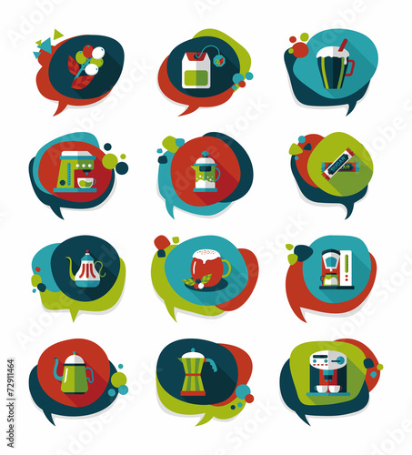 Coffee bubble speech flat banner design flat background set, eps