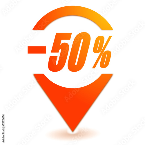 moins cinquante pour cent sur symbole localisation orange
