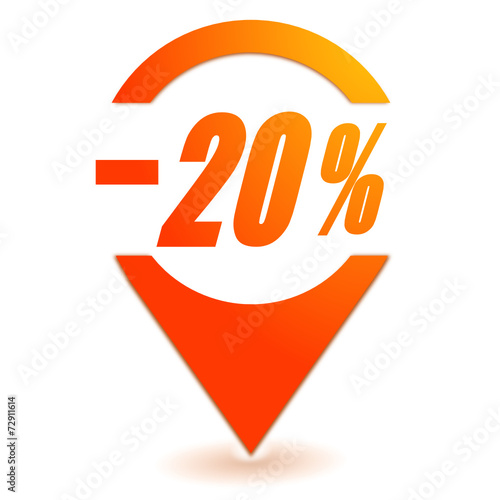 moins vingt pour cent sur symbole localisation orange
