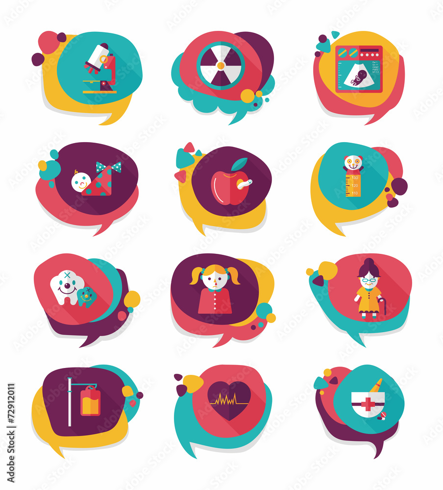 hospital bubble speech banner design flat background set, eps10 hospital bubble speech banner design flat background set, eps10