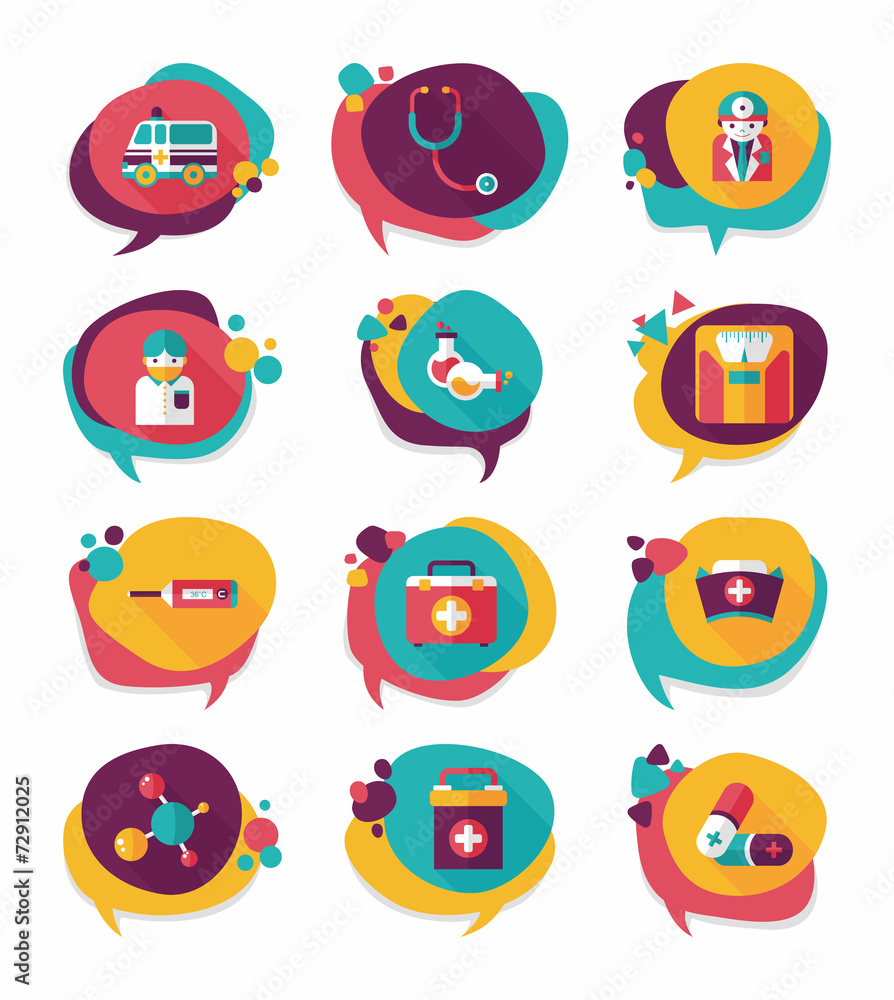 hospital bubble speech banner design flat background set, eps10 hospital bubble speech banner design flat background set, eps10