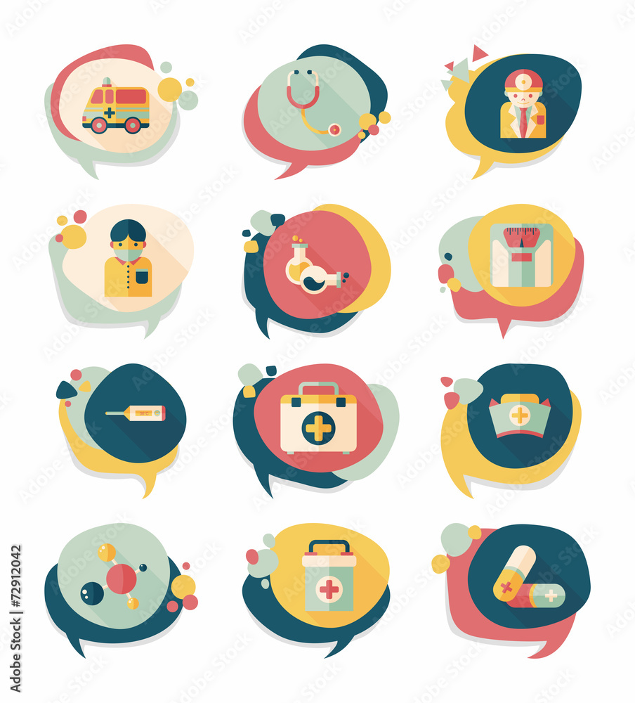 hospital bubble speech banner design flat background set, eps10 hospital bubble speech banner design flat background set, eps10