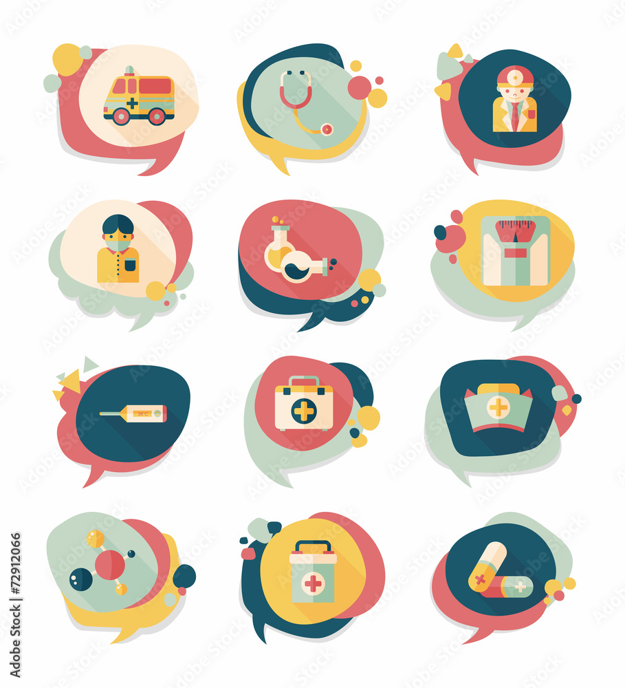 hospital bubble speech banner design flat background set, eps10 hospital bubble speech banner design flat background set, eps10