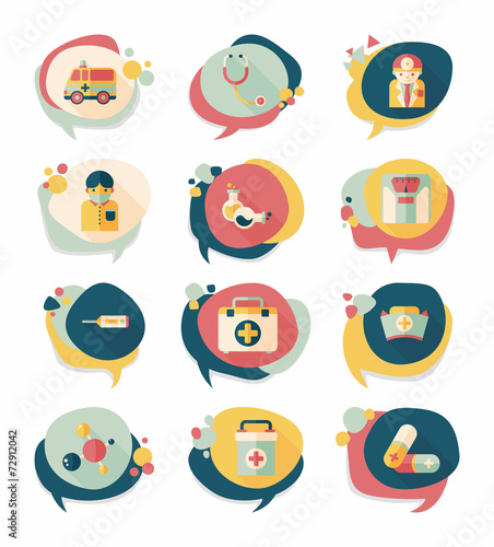 hospital bubble speech banner design flat background set, eps10