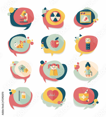 hospital bubble speech banner design flat background set, eps10