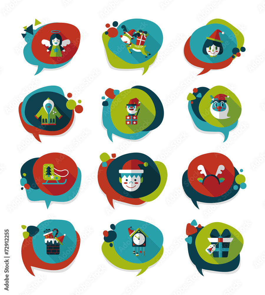 Christmas bubble speech banner design flat background set, eps10 Christmas bubble speech banner design flat background set, eps10