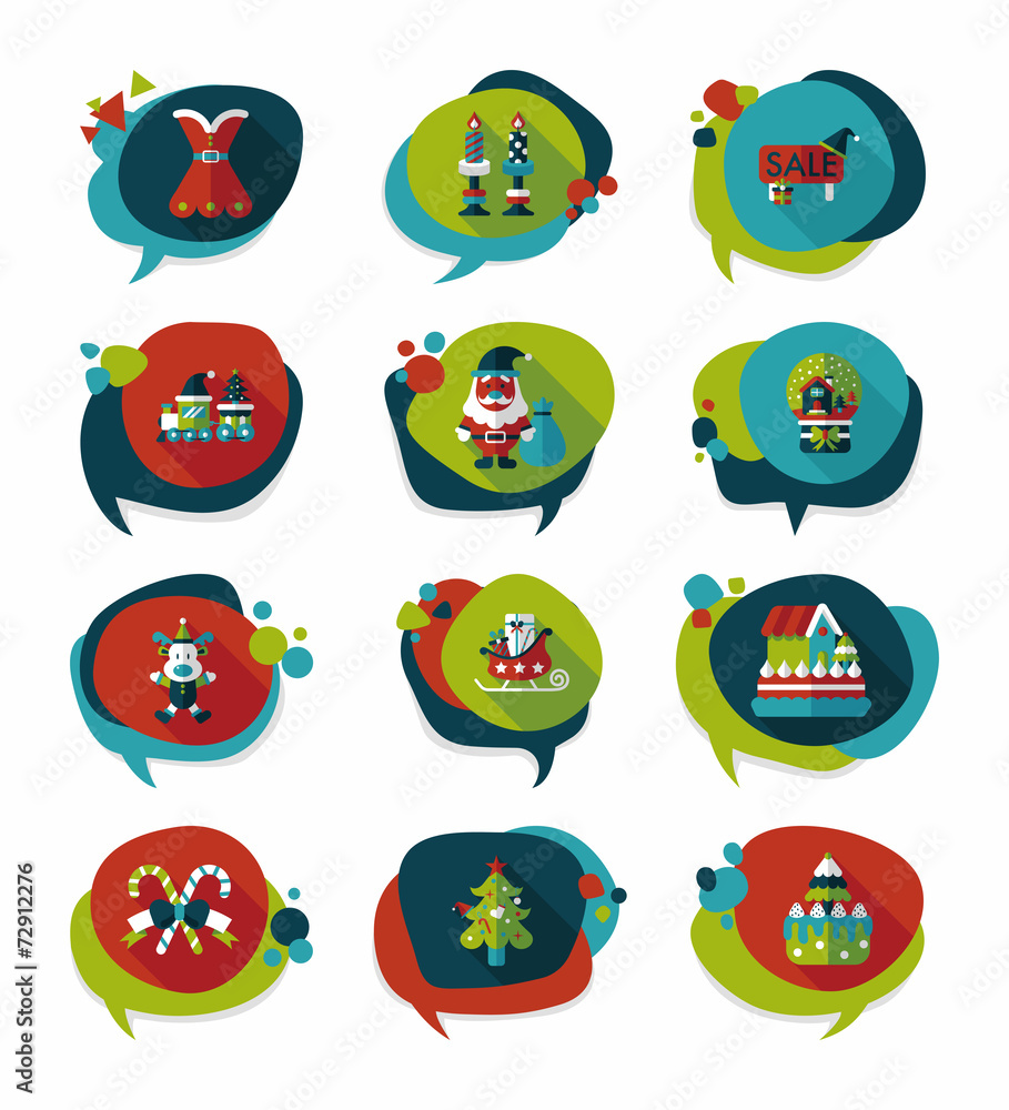 Christmas bubble speech banner design flat background set, eps10 Christmas bubble speech banner design flat background set, eps10