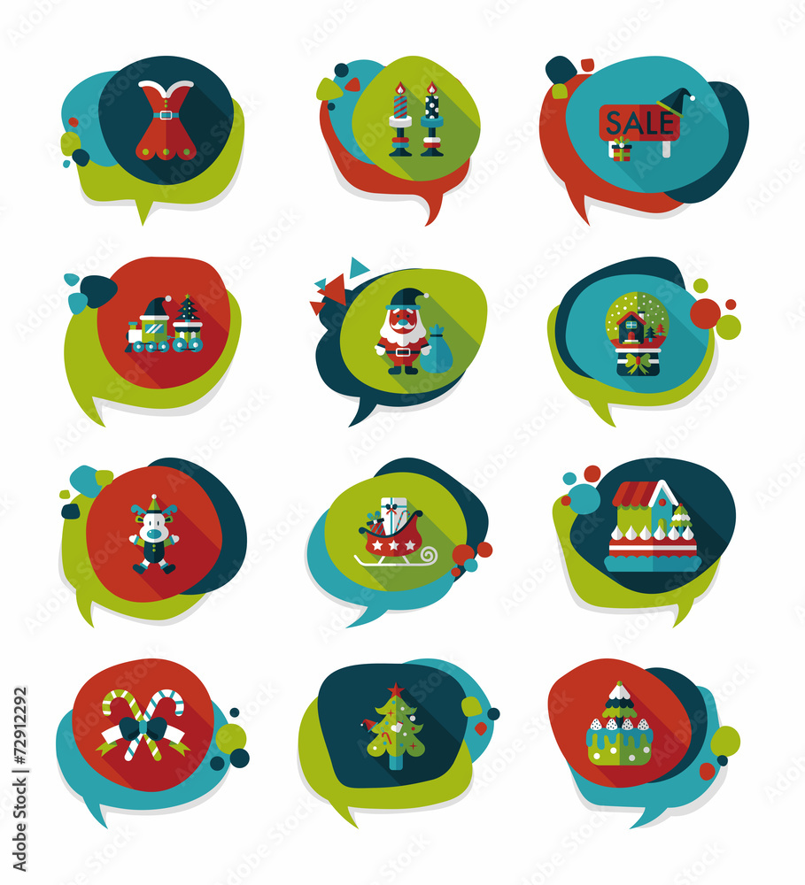 Christmas bubble speech banner design flat background set, eps10 Christmas bubble speech banner design flat background set, eps10