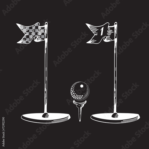 Golf. Vintage golf flag. Vector Golfing Champion Icons.