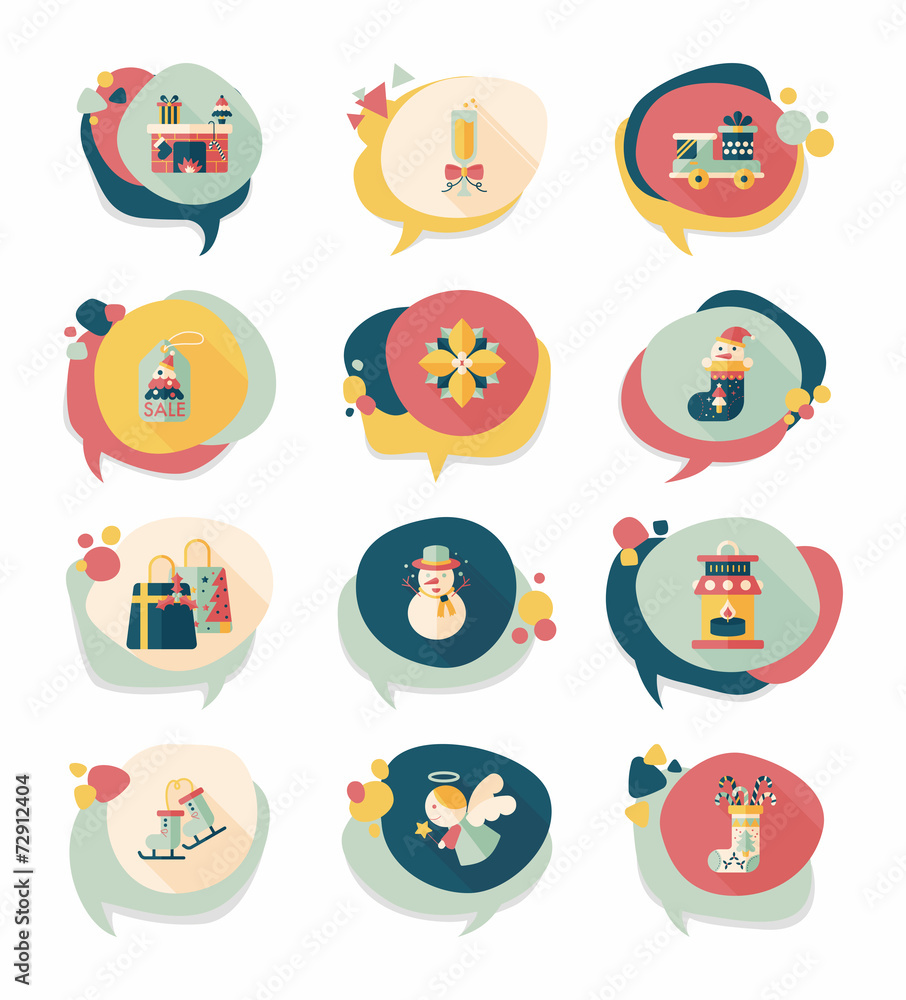 Christmas bubble speech banner design flat background set, eps10 Christmas bubble speech banner design flat background set, eps10