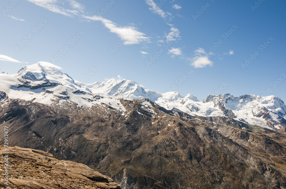 Zermatt, Dorf, Pollux, Castor, Alpen, Wallis, Sommer, Schweiz