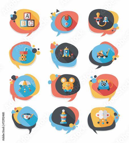 baby bubble speech banner design flat background set, eps10