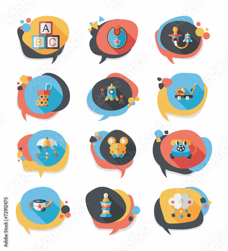 baby bubble speech banner design flat background set, eps10