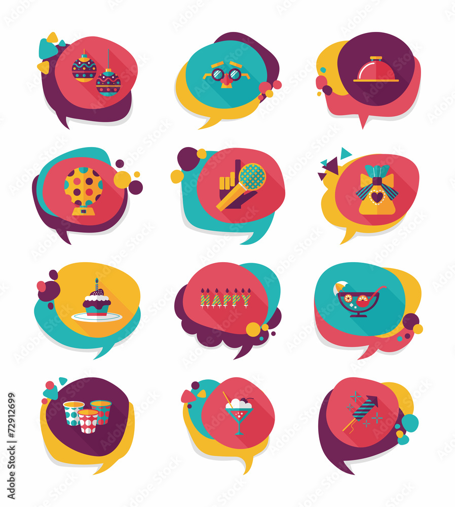 Birthday bubble speech banner design flat background set, eps10 Birthday bubble speech banner design flat background set, eps10