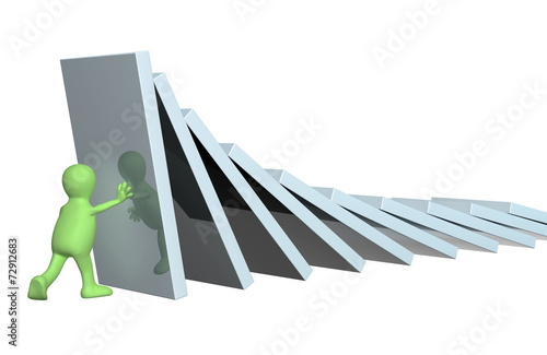 Quadro em tela 3d puppet, holding figures of a dominoes