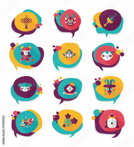 Chinese New Year bubble speech flat banner design flat backgroun