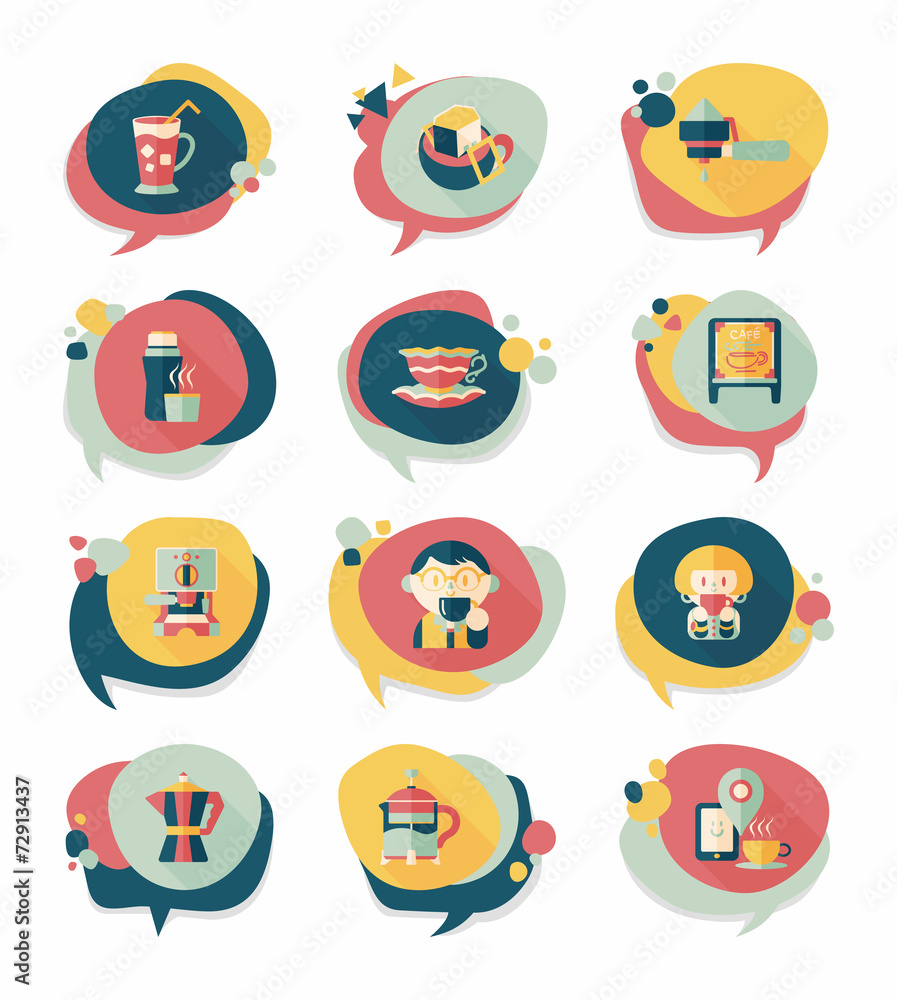 Fototapeta premium Coffee bubble speech flat banner design flat background set, eps