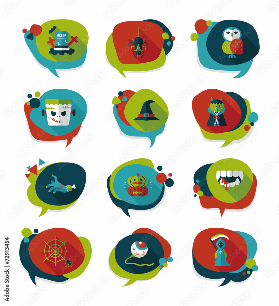 Halloween bubble speech banner design flat background set, eps10 Halloween bubble speech banner design flat background set, eps10