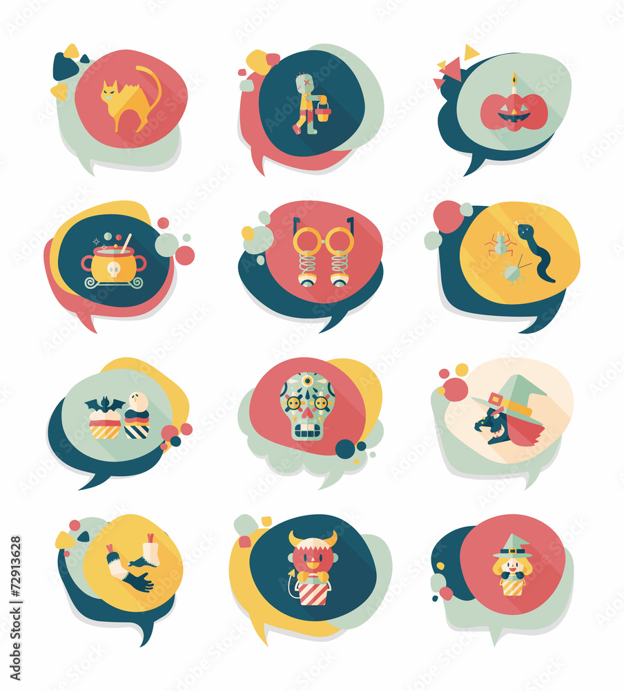 Halloween bubble speech banner design flat background set, eps10 Halloween bubble speech banner design flat background set, eps10
