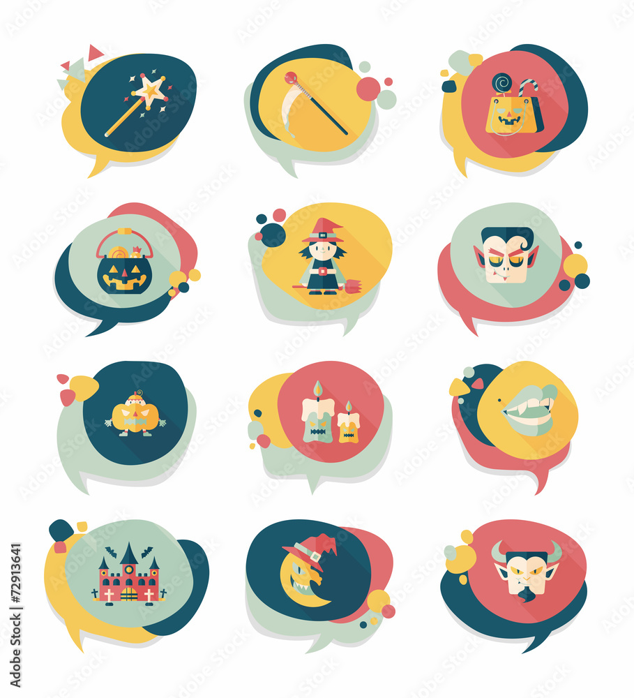 Halloween bubble speech banner design flat background set, eps10 Halloween bubble speech banner design flat background set, eps10