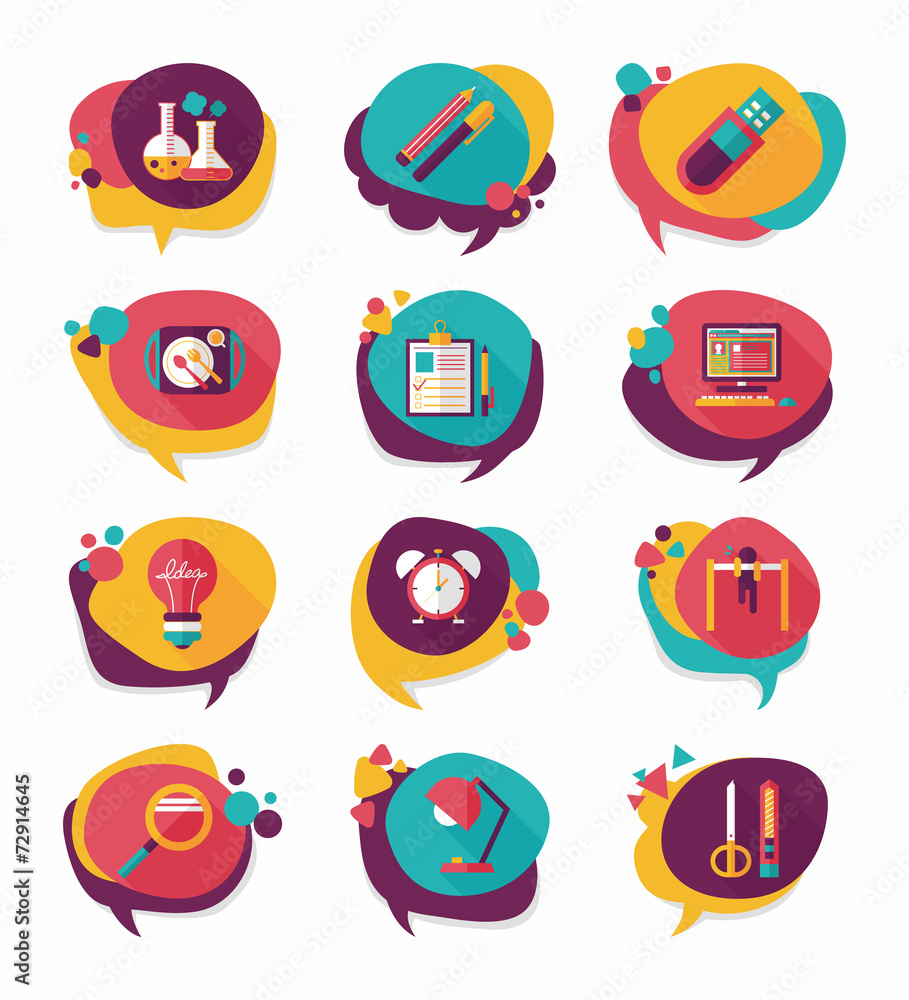 School bubble speech banner design flat background set, eps10 School bubble speech banner design flat background set, eps10
