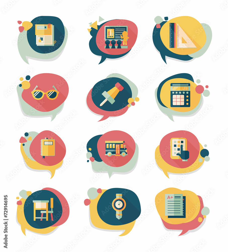 School bubble speech banner design flat background set, eps10 School bubble speech banner design flat background set, eps10