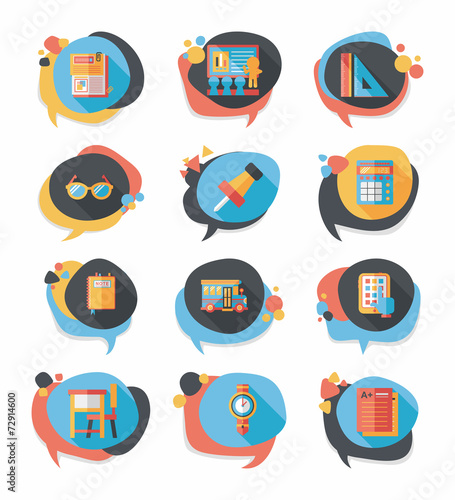 School bubble speech banner design flat background set, eps10