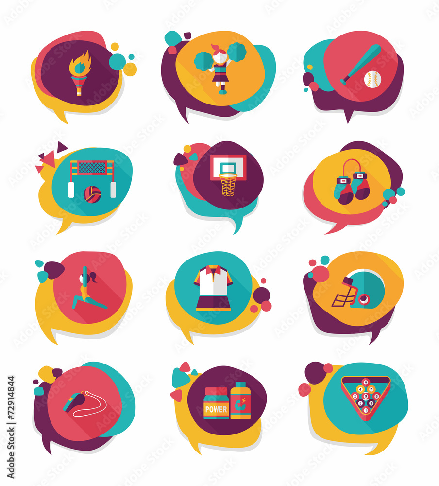 Sport speech bubble flat banner design background set, eps10 Sport speech bubble flat banner design background set, eps10
