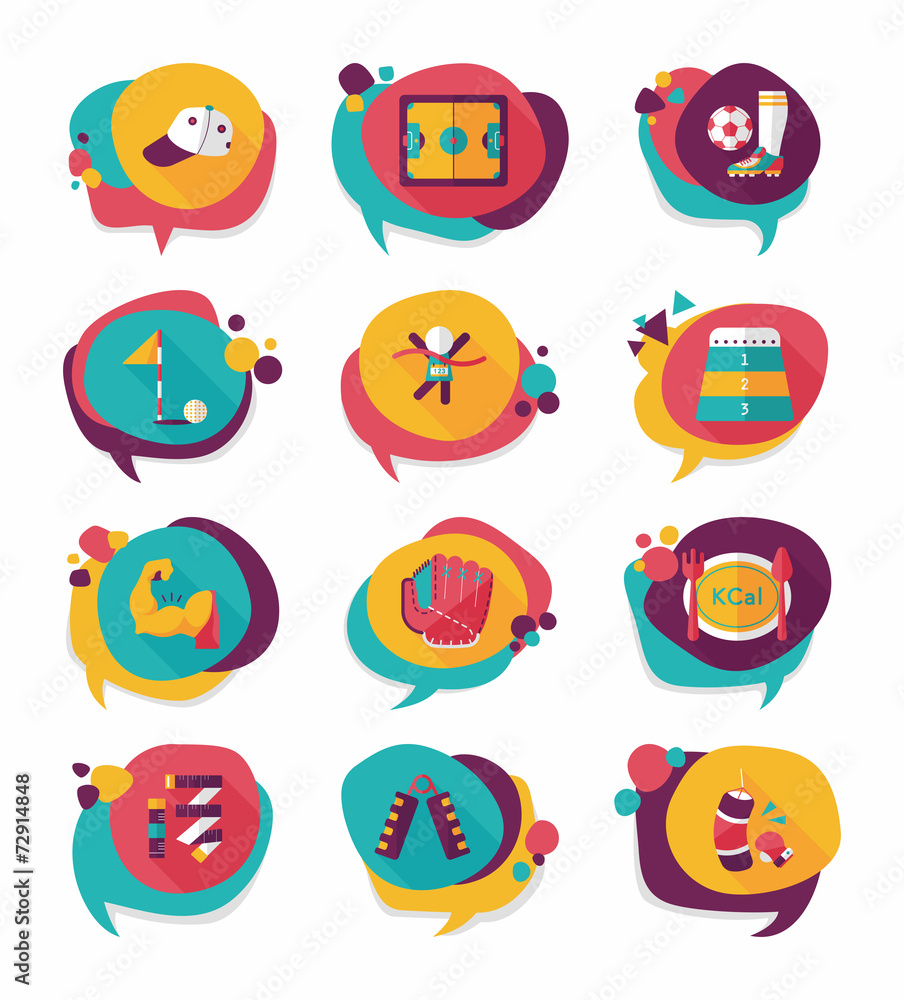Sport speech bubble flat banner design background set, eps10 Sport speech bubble flat banner design background set, eps10