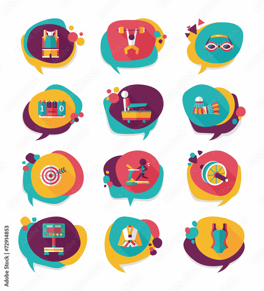 Sport speech bubble flat banner design background set, eps10