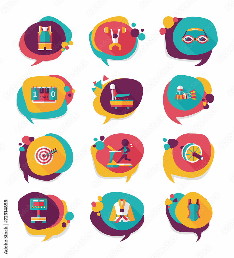 Sport speech bubble flat banner design background set, eps10 Sport speech bubble flat banner design background set, eps10