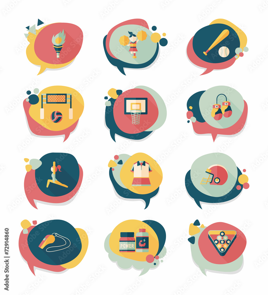 Sport speech bubble flat banner design background set, eps10 Sport speech bubble flat banner design background set, eps10