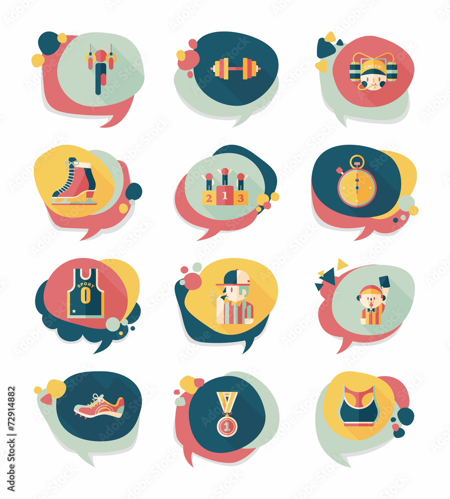 Fototapeta premium Sport speech bubble flat banner design background set, eps10