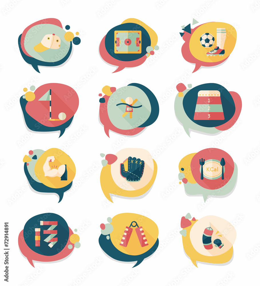 Sport speech bubble flat banner design background set, eps10 Sport speech bubble flat banner design background set, eps10