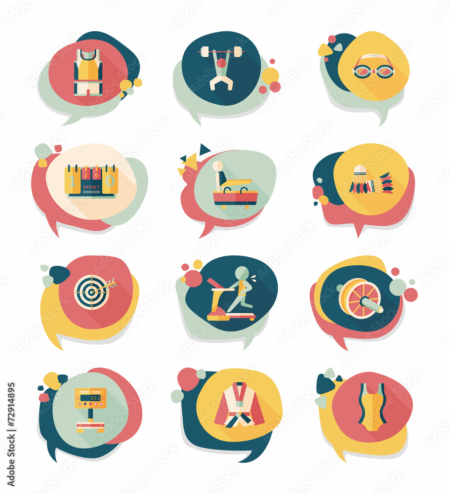 Sport speech bubble flat banner design background set, eps10 Sport speech bubble flat banner design background set, eps10