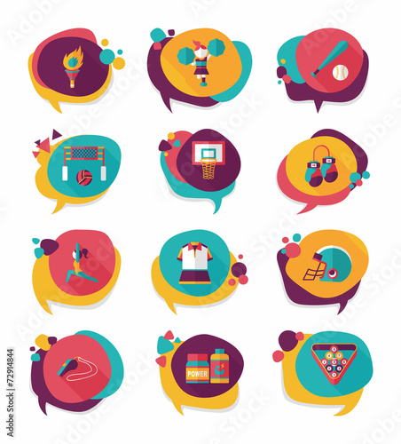 Sport speech bubble flat banner design background set, eps10