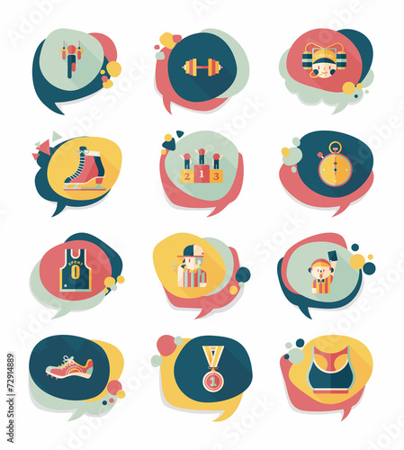 Sport speech bubble flat banner design background set, eps10