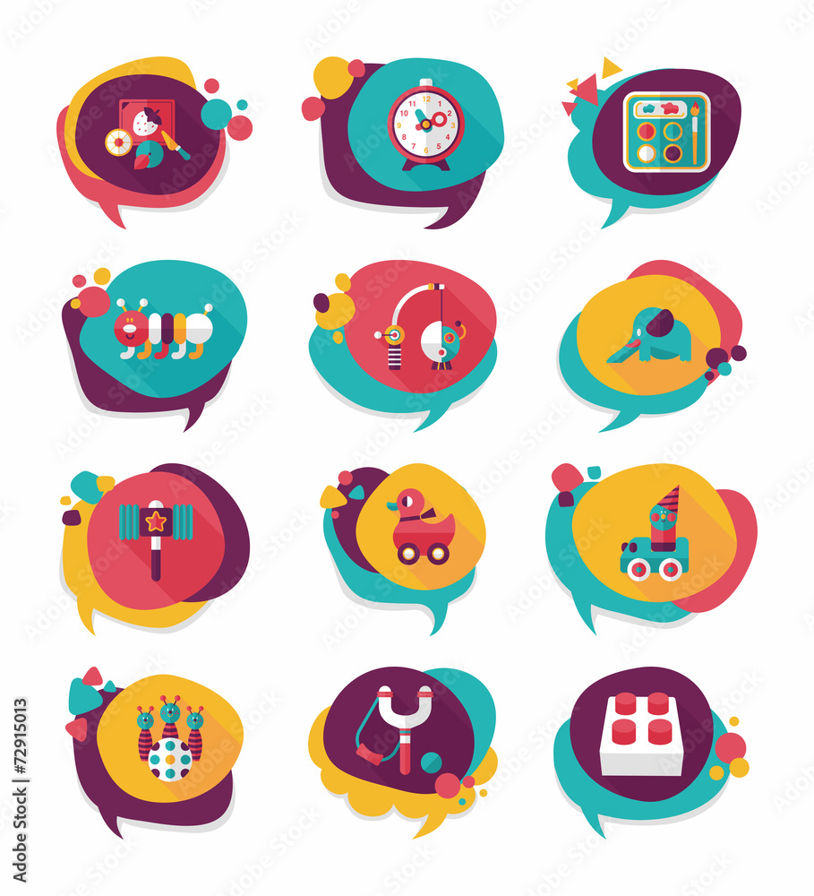Toy speech bubble banner design flat background set, eps10 Toy speech bubble banner design flat background set, eps10