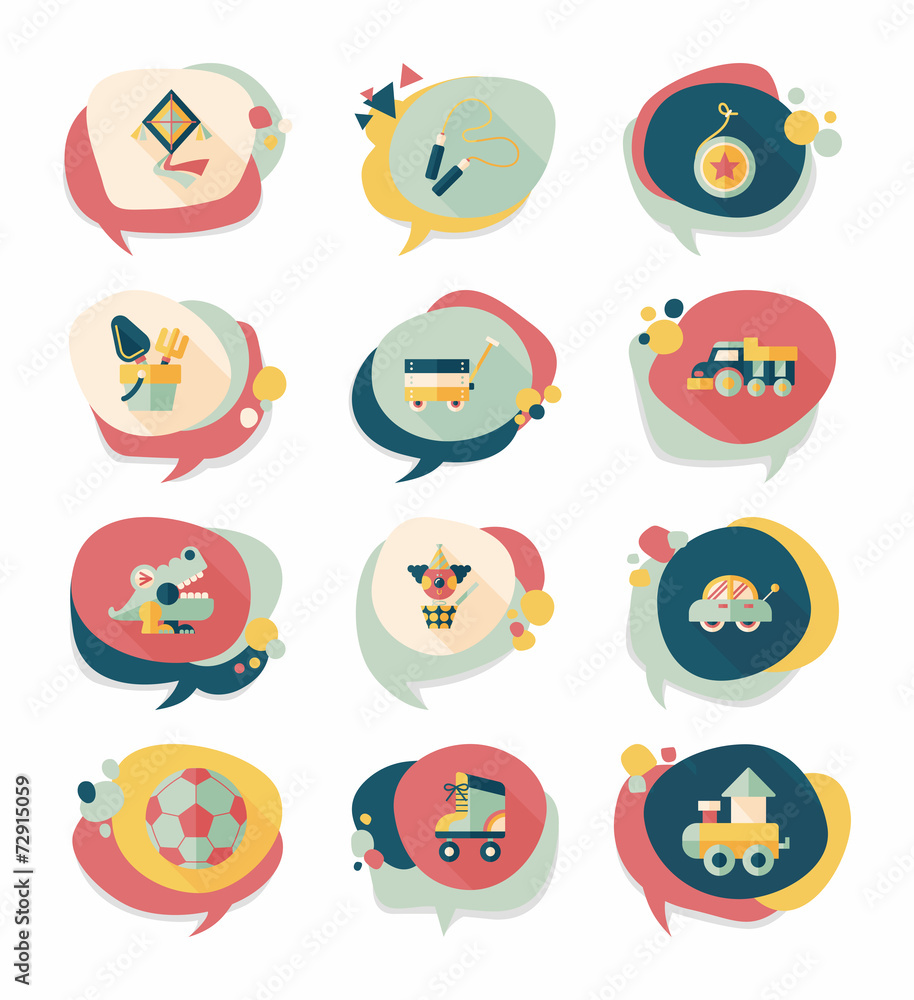 Toy speech bubble banner design flat background set, eps10